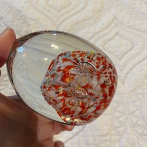 Red Speckled Art Glass Paperweight